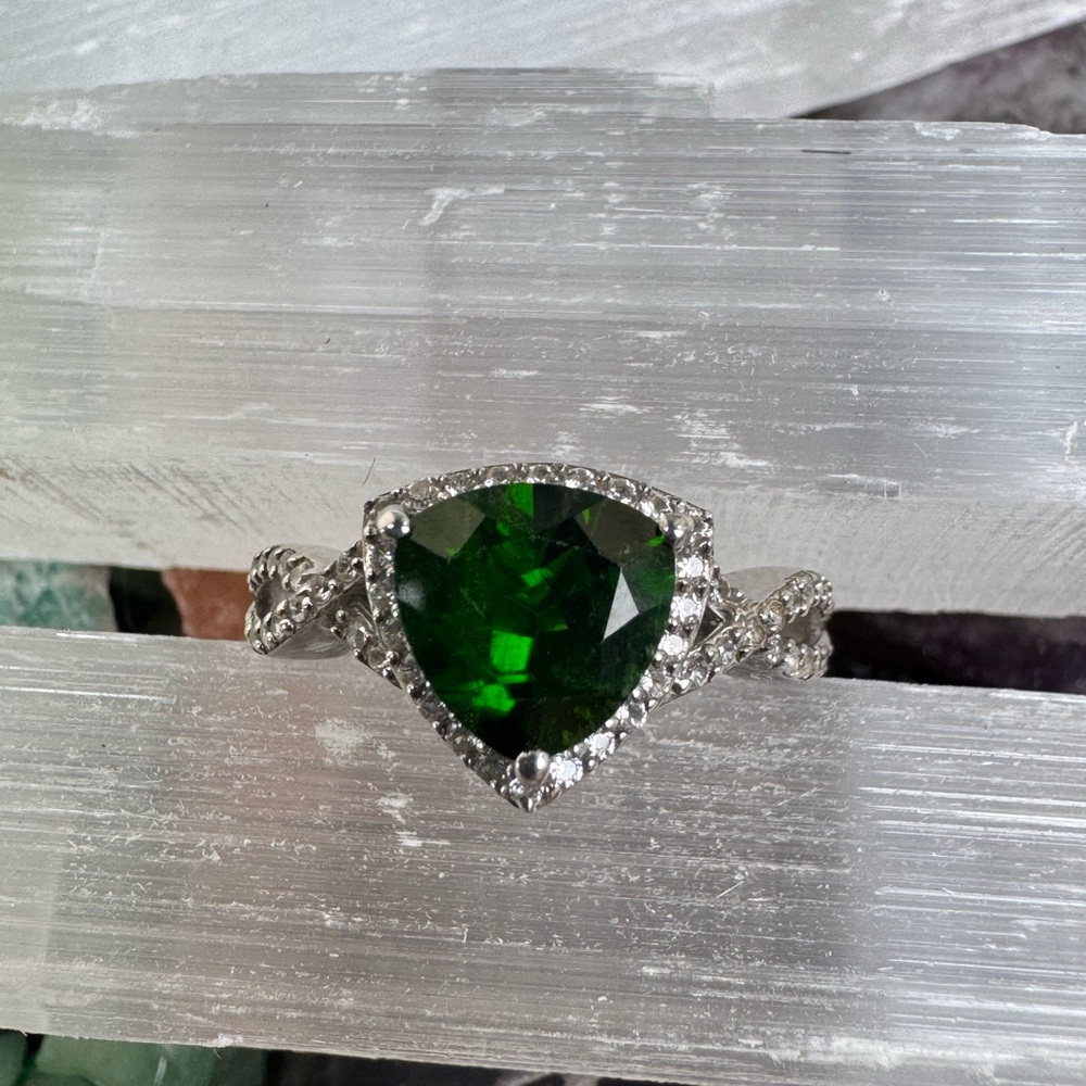 Stunning Russian Diopside & Zircon Ring - Size 7 - 925 Sterling Silver